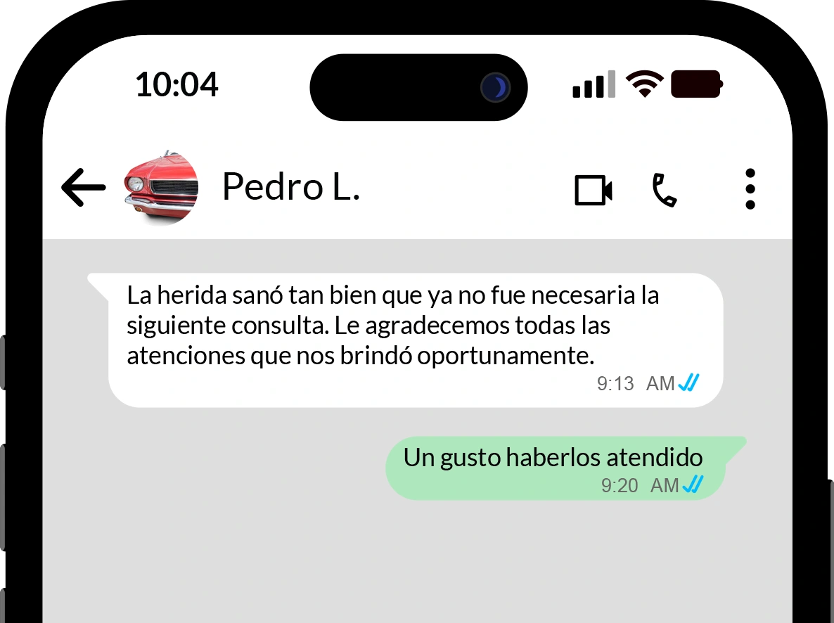 Testimonio de paciente por WhatsApp 1