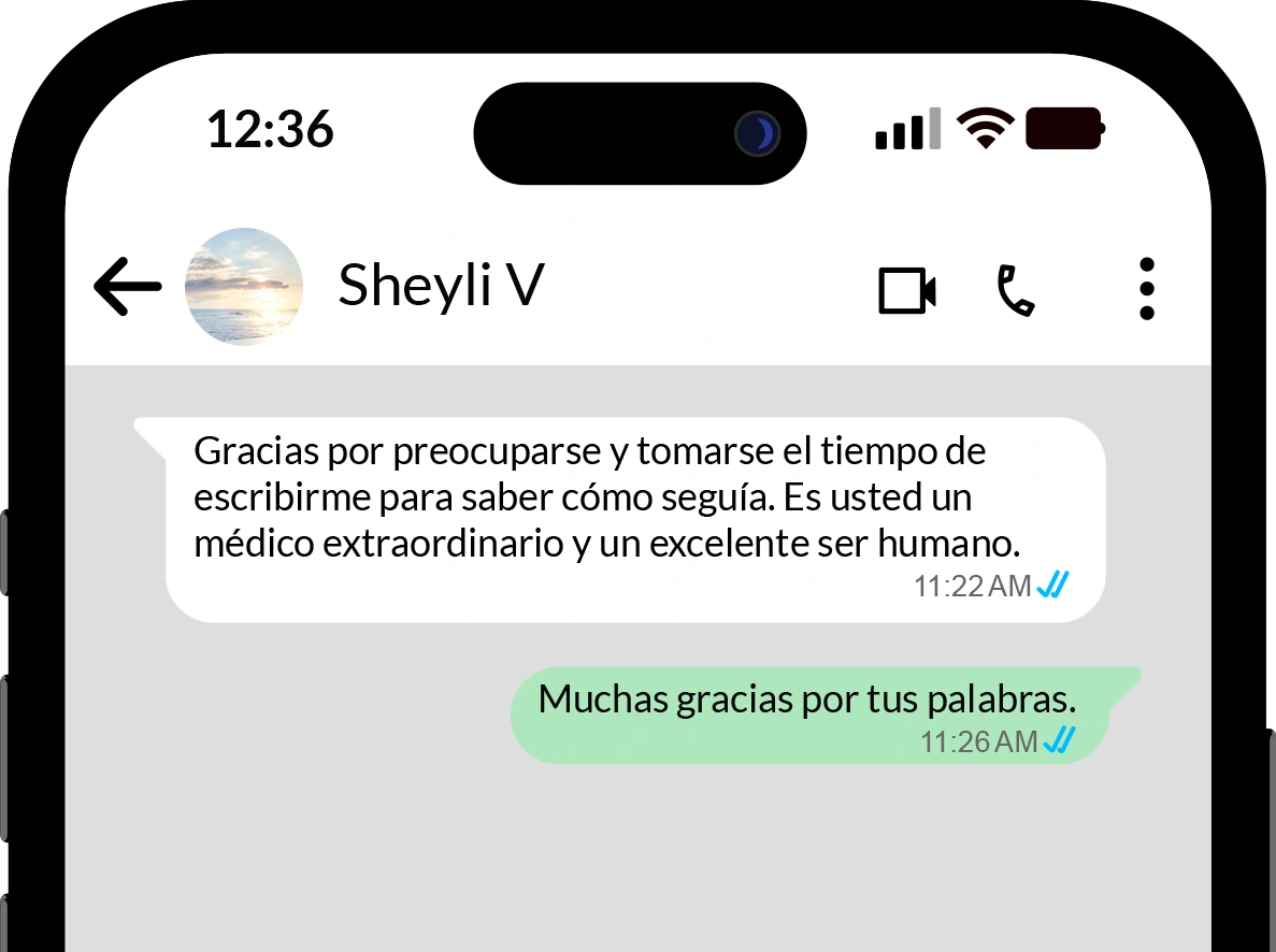 Testimonio de paciente por WhatsApp 2